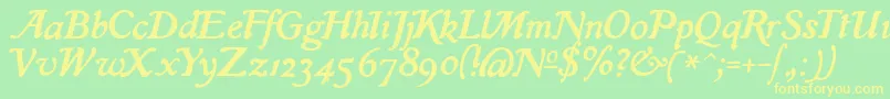 フォントIslaRegular – 黄色の文字が緑の背景にあります