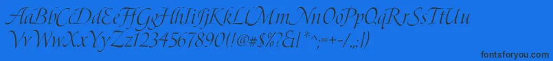 BoleroScript-Schriftart – Schwarze Schriften auf blauem Hintergrund