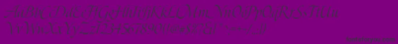 BoleroScript-Schriftart – Schwarze Schriften auf violettem Hintergrund