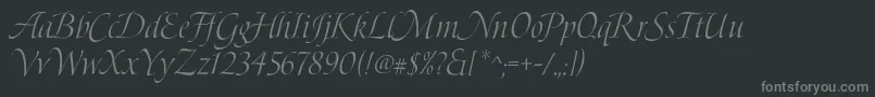 BoleroScript-fontti – harmaat kirjasimet mustalla taustalla