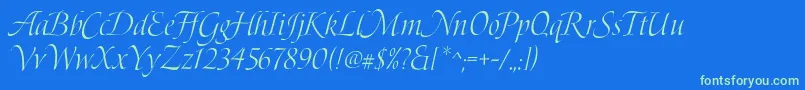 BoleroScript-Schriftart – Grüne Schriften auf blauem Hintergrund