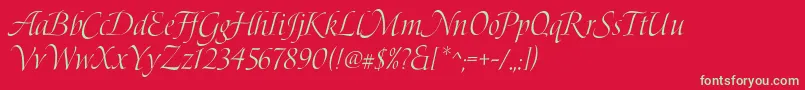 Fonte BoleroScript – fontes verdes em um fundo vermelho