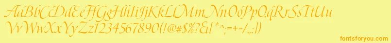 BoleroScript Font – Orange Fonts on Yellow Background