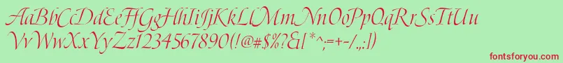 BoleroScript-Schriftart – Rote Schriften auf grünem Hintergrund