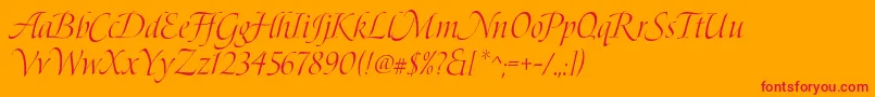 BoleroScript-Schriftart – Rote Schriften auf orangefarbenem Hintergrund