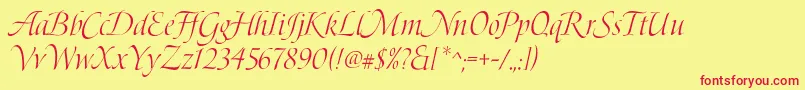 BoleroScript Font – Red Fonts on Yellow Background