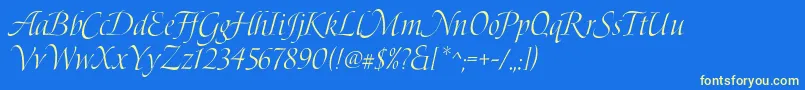 BoleroScript-Schriftart – Gelbe Schriften auf blauem Hintergrund