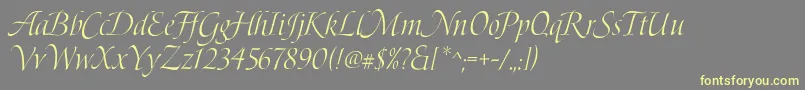 BoleroScript-fontti – keltaiset fontit harmaalla taustalla