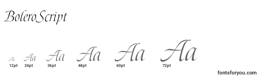 BoleroScript Font Sizes