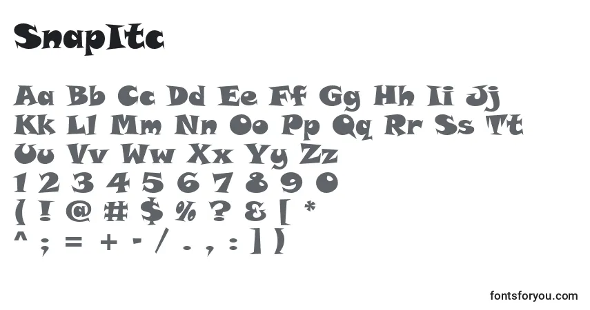 A fonte SnapItc – alfabeto, números, caracteres especiais