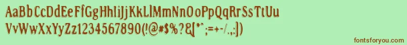 RoadToNowhere-fontti – ruskeat fontit vihreällä taustalla