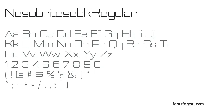 Czcionka NesobritesebkRegular – alfabet, cyfry, specjalne znaki