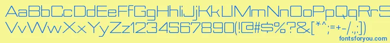 フォントNesobritesebkRegular – 青い文字が黄色の背景にあります。