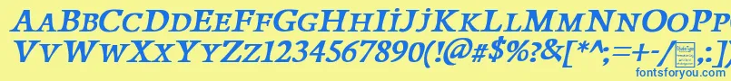 PapillonsItalicDemo Font – Blue Fonts on Yellow Background