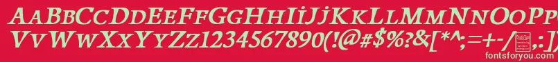 PapillonsItalicDemo-Schriftart – Grüne Schriften auf rotem Hintergrund