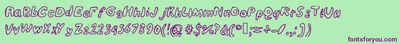 フォントUnderseaMedium – 緑の背景に紫のフォント