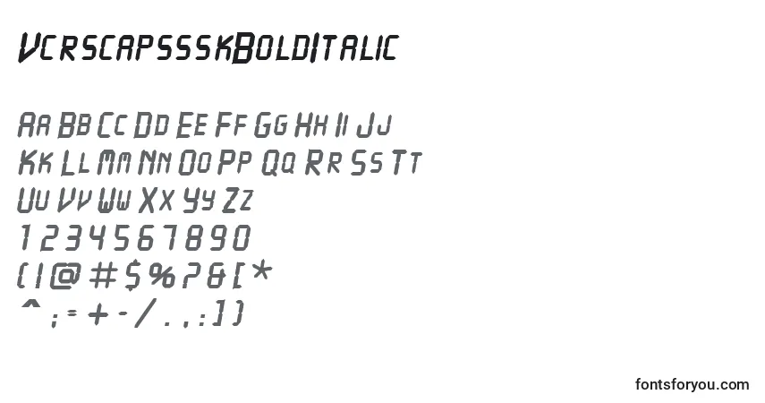 Шрифт VcrscapssskBoldItalic – алфавит, цифры, специальные символы