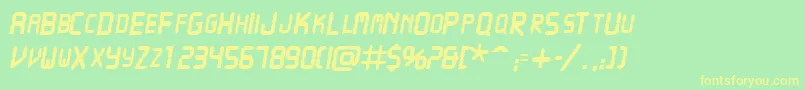 VcrscapssskBoldItalic Font – Yellow Fonts on Green Background