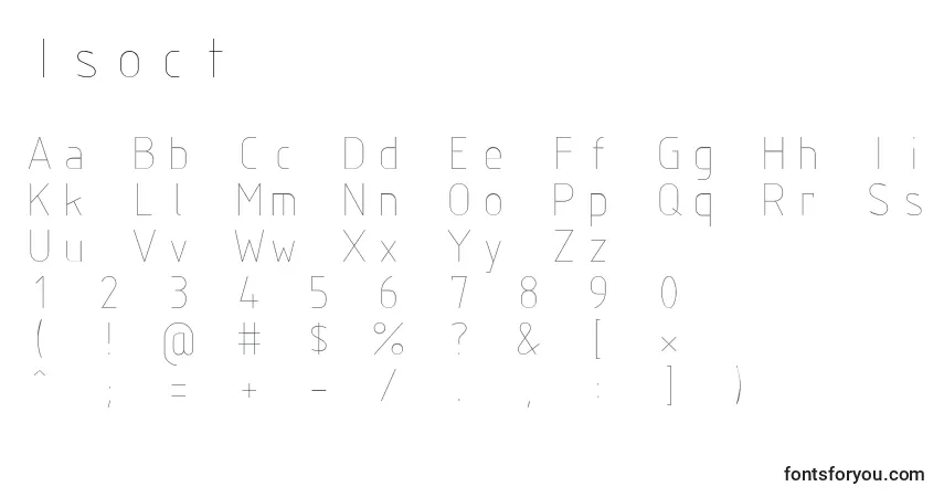 Czcionka Isoct – alfabet, cyfry, specjalne znaki
