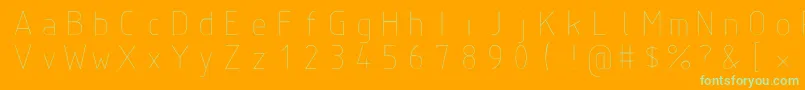 Isoct-Schriftart – Grüne Schriften auf orangefarbenem Hintergrund