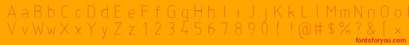 Isoct-Schriftart – Rote Schriften auf orangefarbenem Hintergrund