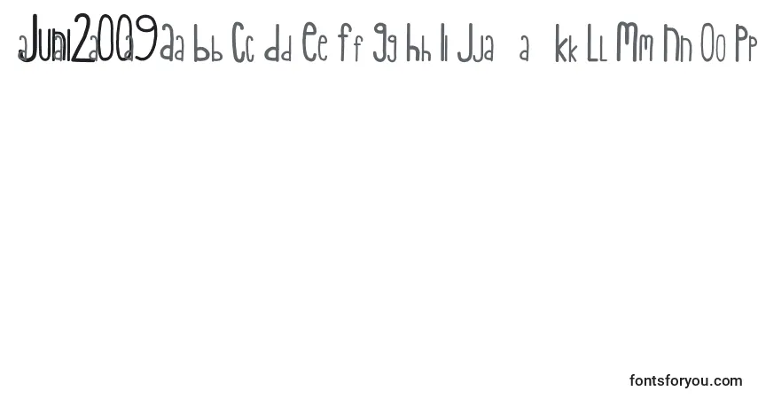 Schriftart Juni2009 – Alphabet, Zahlen, spezielle Symbole
