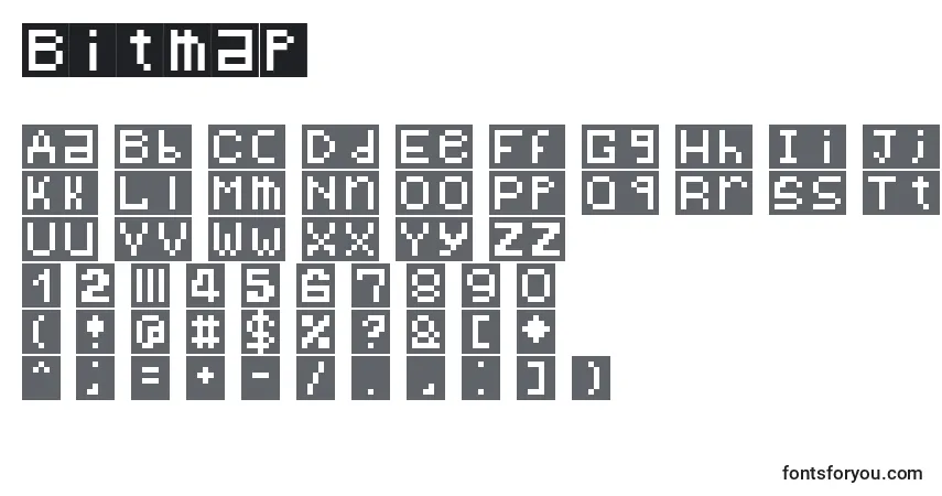 Schriftart Bitmap – Alphabet, Zahlen, spezielle Symbole
