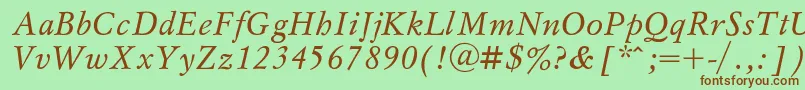 MyslItalic Font – Brown Fonts on Green Background