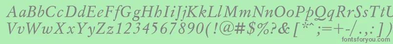 フォントMyslItalic – 緑の背景に灰色の文字