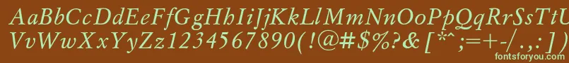 MyslItalic Font – Green Fonts on Brown Background