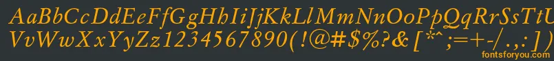 フォントMyslItalic – 黒い背景にオレンジの文字