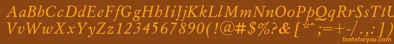 MyslItalic Font – Orange Fonts on Brown Background