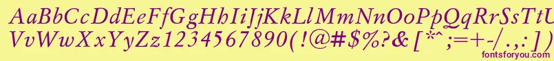 MyslItalic Font – Purple Fonts on Yellow Background