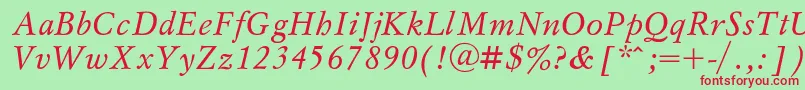 MyslItalic Font – Red Fonts on Green Background