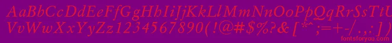 MyslItalic Font – Red Fonts on Purple Background