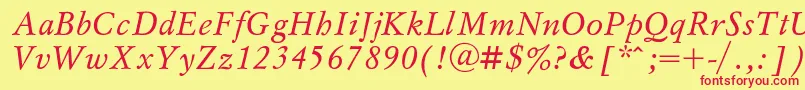 MyslItalic Font – Red Fonts on Yellow Background