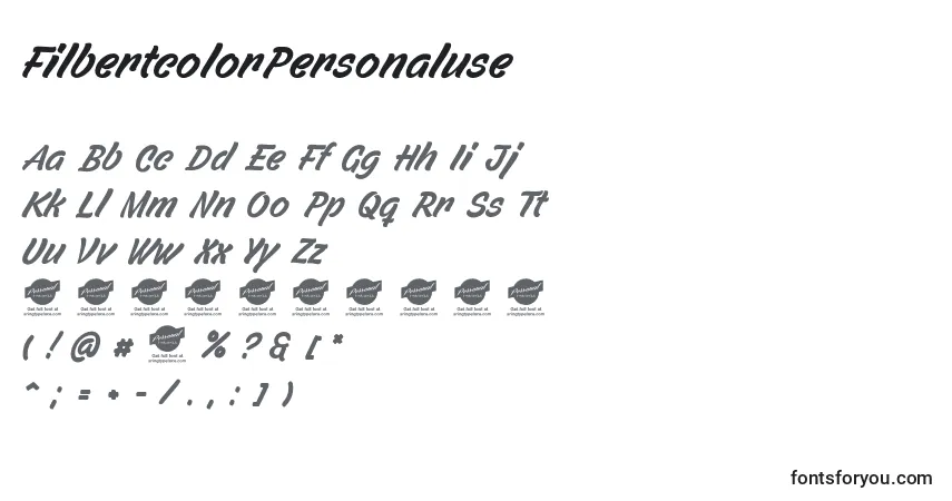 A fonte FilbertcolorPersonaluse – alfabeto, números, caracteres especiais