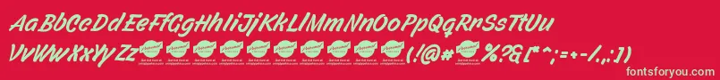 FilbertcolorPersonaluse Font – Green Fonts on Red Background