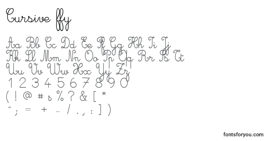 Czcionka Cursive ffy – alfabet, cyfry, specjalne znaki