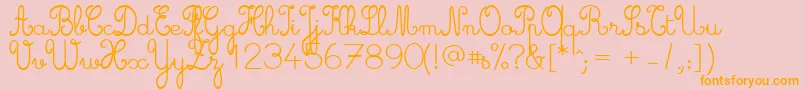 Cursive ffy-Schriftart – Orangefarbene Schriften auf rosa Hintergrund