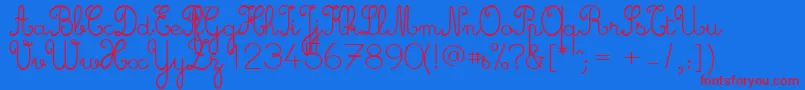 Cursive ffy-Schriftart – Rote Schriften auf blauem Hintergrund