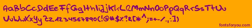 Handwerk Font – Purple Fonts on Orange Background