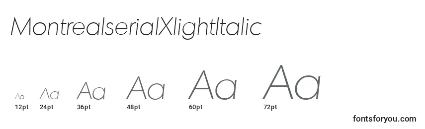 Размеры шрифта MontrealserialXlightItalic