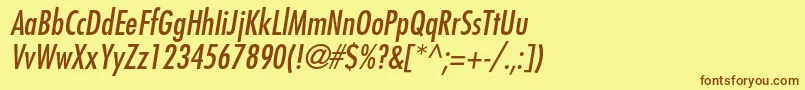 フォントFuturastdCondensedoblique – 茶色の文字が黄色の背景にあります。