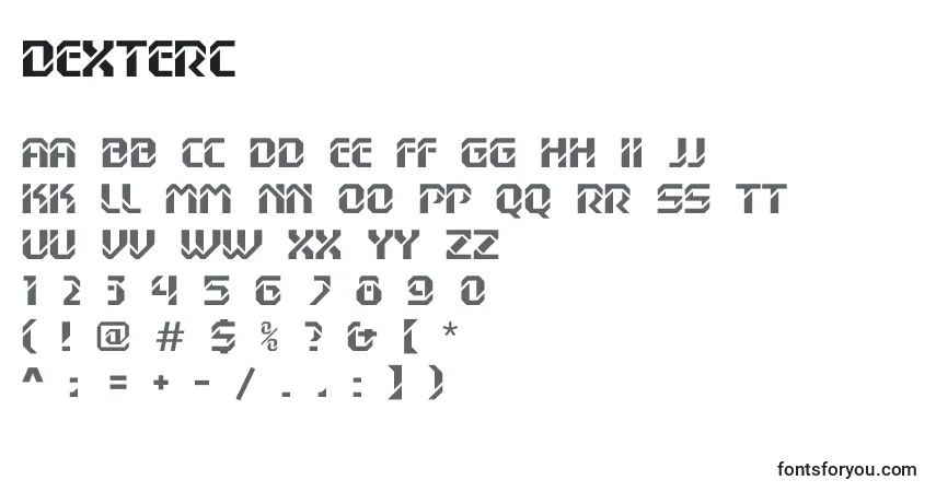 Schriftart Dexterc – Alphabet, Zahlen, spezielle Symbole