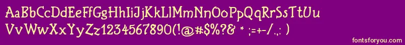 Więcej informacji o czcionce Birthdaygreetz Czcionka Birthdaygreetz – żółte czcionki na fioletowym tle