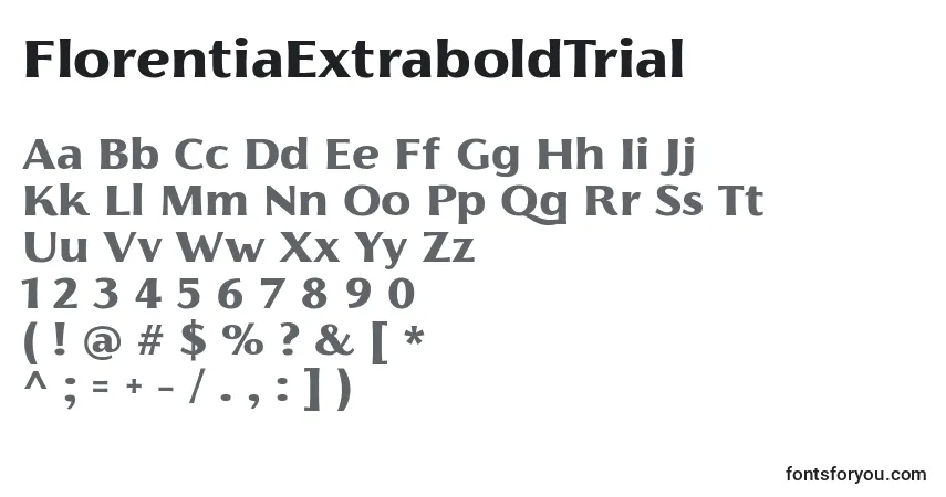 A fonte FlorentiaExtraboldTrial – alfabeto, números, caracteres especiais