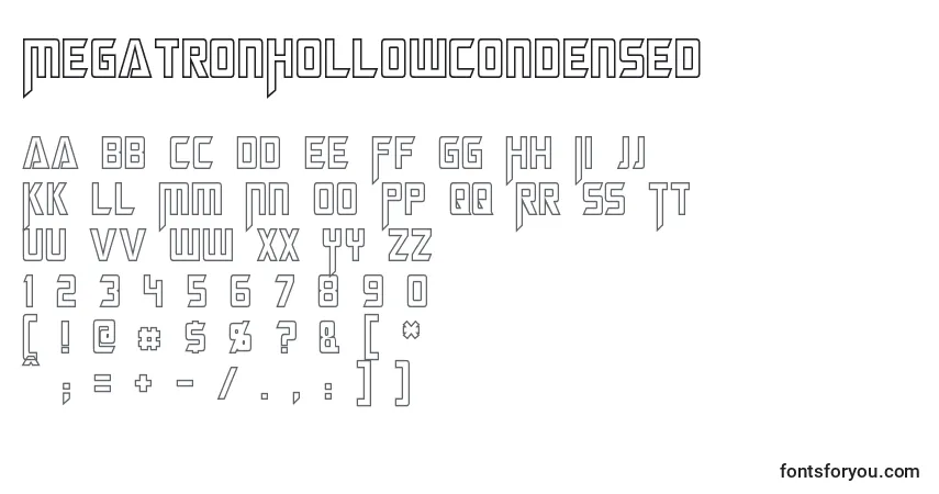 Шрифт MegatronHollowCondensed – алфавит, цифры, специальные символы