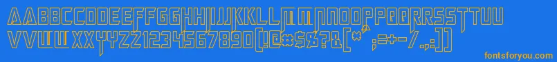 Fonte MegatronHollowCondensed – fontes laranjas em um fundo azul