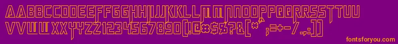 MegatronHollowCondensed-Schriftart – Orangefarbene Schriften auf violettem Hintergrund